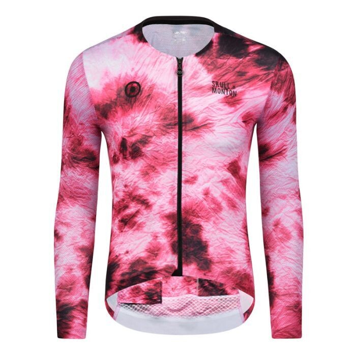 SKULL  Cooling UPF50+ TieDye Red Long Sleeve Jersey Men