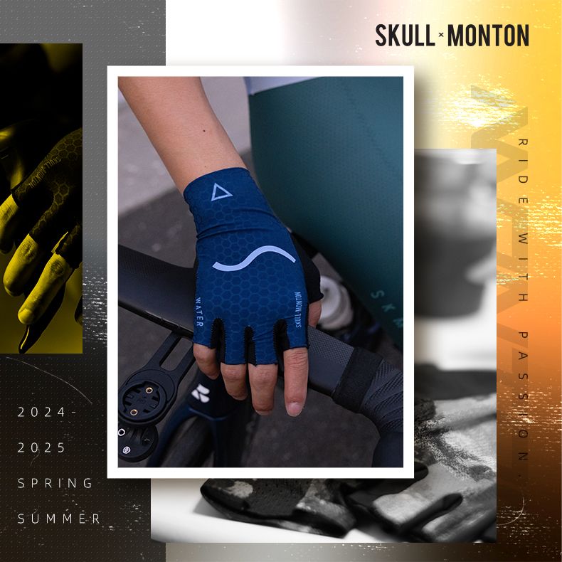 SKULL Water Navy Short Gloves