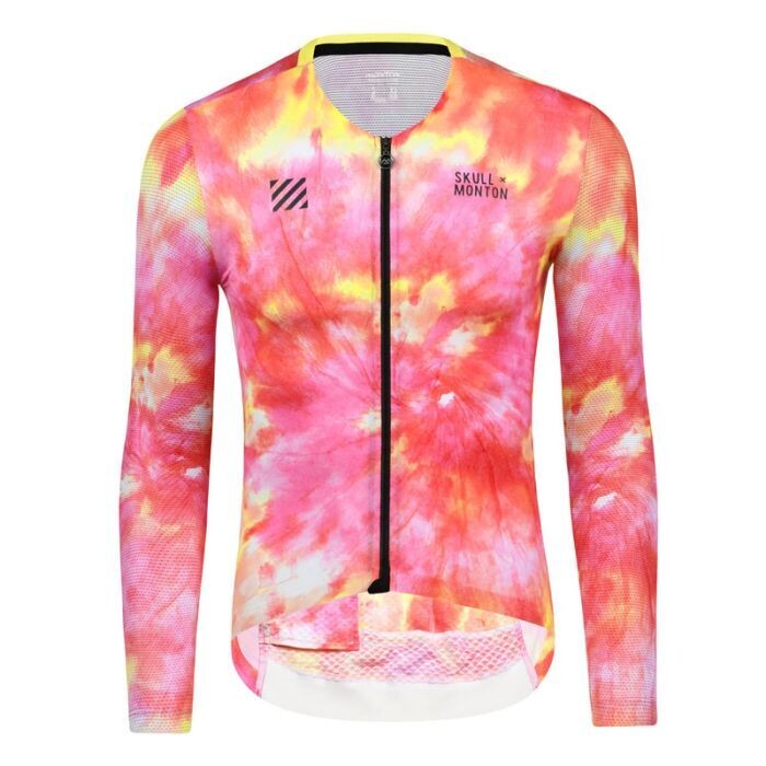SKULL Cooling UPF50+ TieDye YellowPink Long Sleeve Jersey Men
