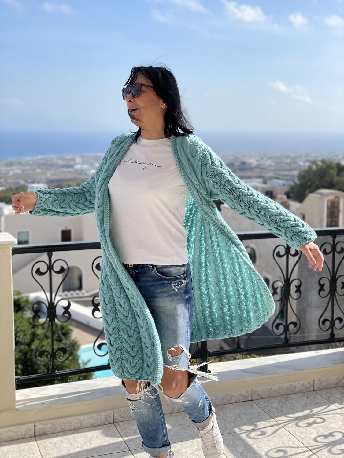 women hand knitted knit wool cardigan sweater jacket