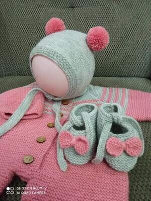 Baby  jumper set hand knitted hoodie beanie footie