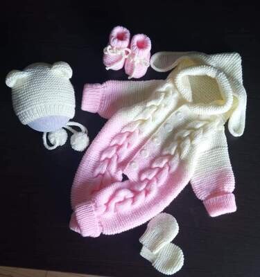 Baby Rabbit  jumper set hand knitted hoodie beanie gloves bootie