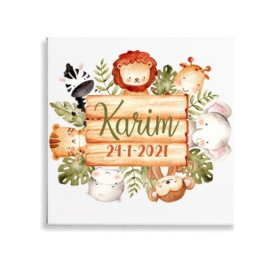 Safari Animals Name Sign Canvas