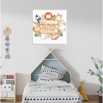 Safari Animals Name Sign Canvas