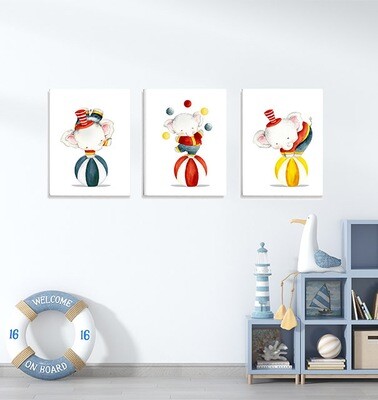 Circus Elephants Set of 3 canvases Circus Elephants Set of 3 canvases