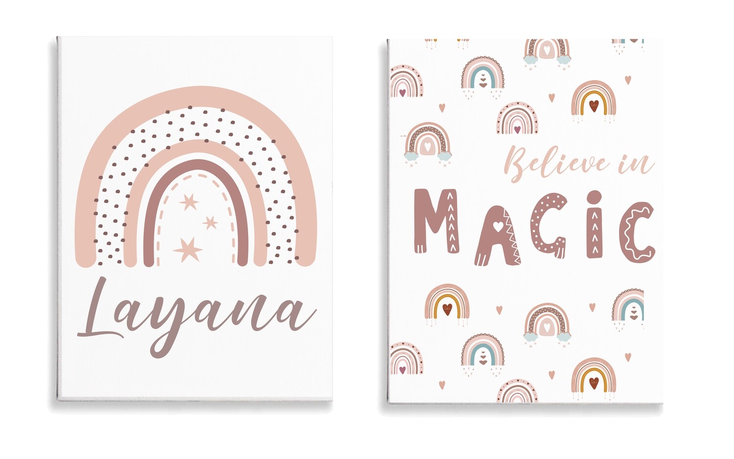 Boho Rainbow Set of 2 Canvas