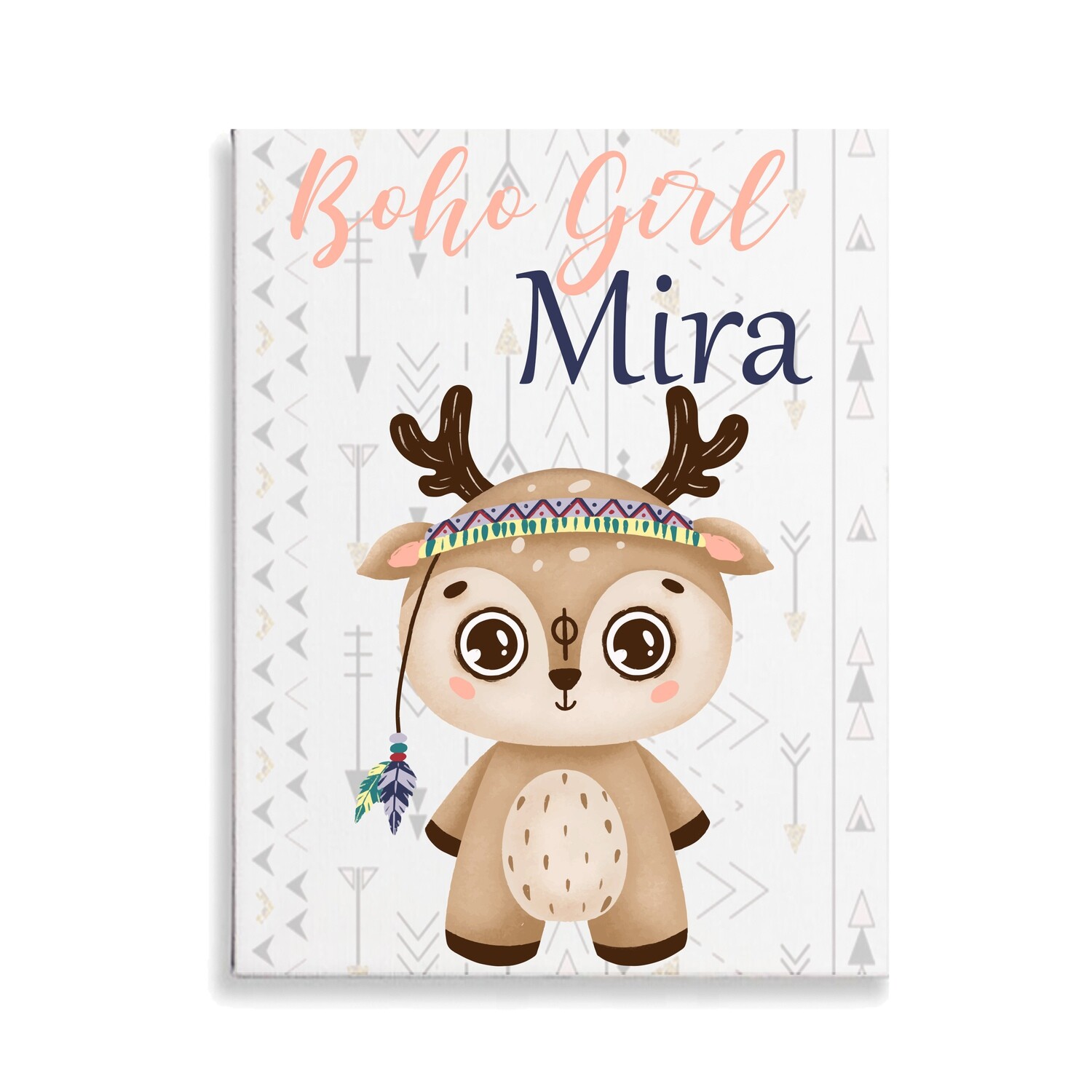 Boho Girl Deer Canvas