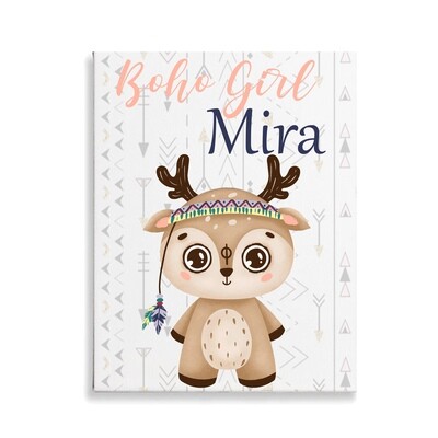 Boho Girl Deer Canvas