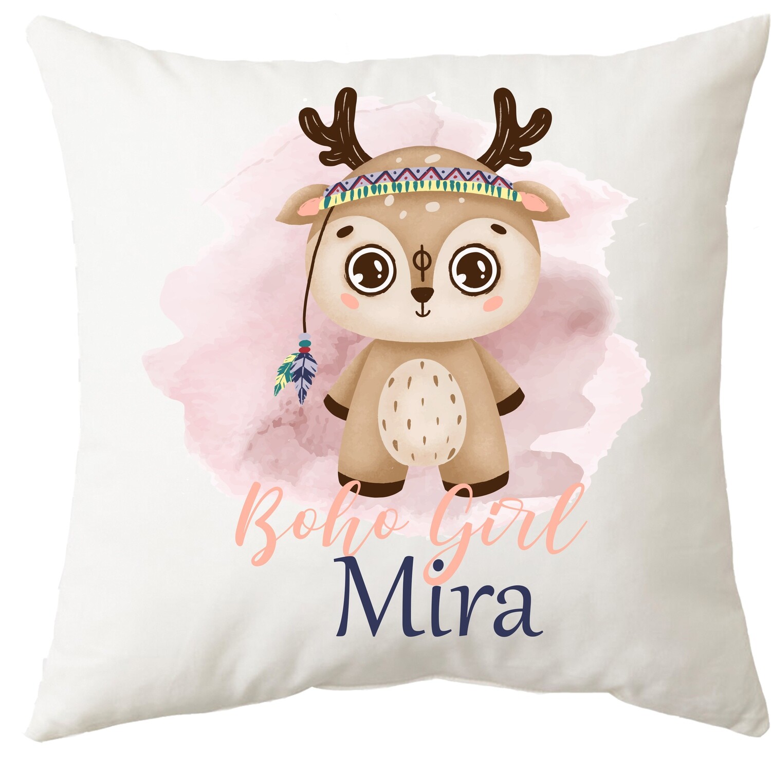 Boho Girl Deer Cushion