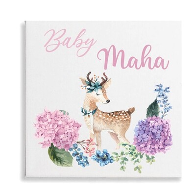 Deer Flower Garland Canvas