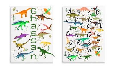 Dino Names Alphabet Canvas Set of 2 Dino Names Alphabet Canvas Set of 2