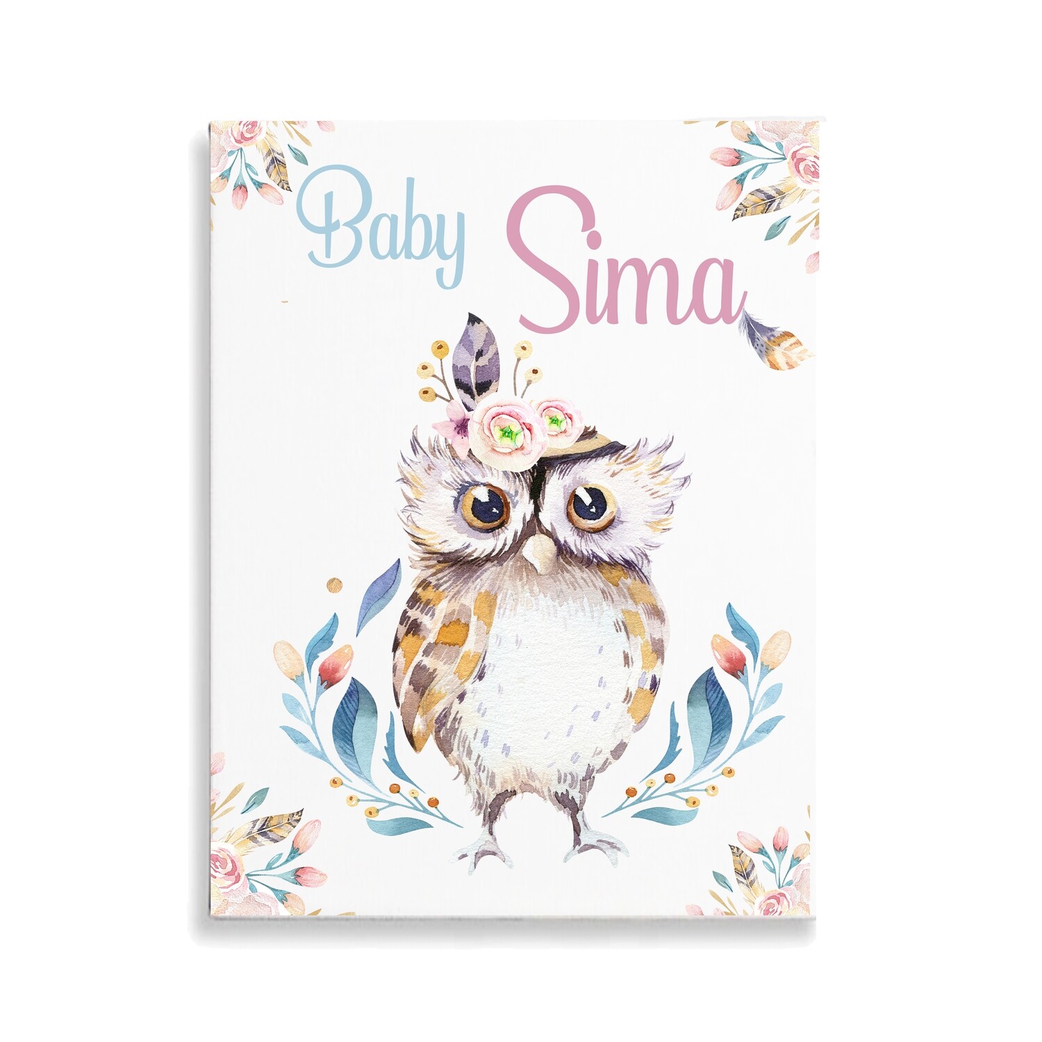 Boho Owl Flower Canvas