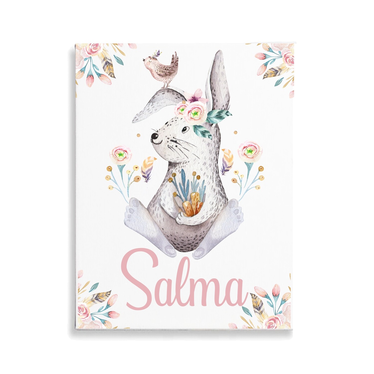 Boho Bunny Flower Canvas