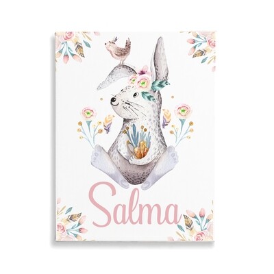 Boho Bunny Flower Canvas