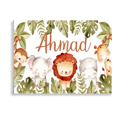 Safari Animals Name Canvas