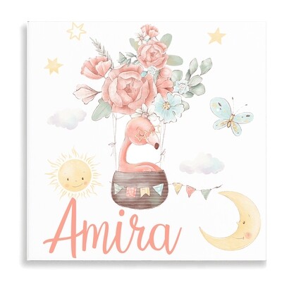 Baby Flamingo Air Balloon Canvas