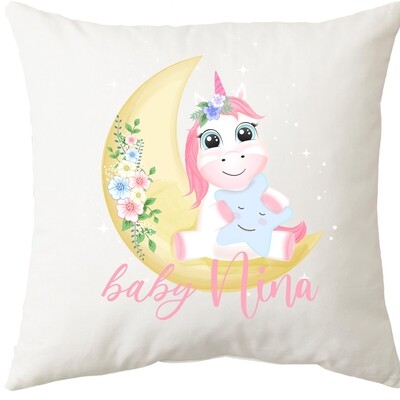 Cute Unicorn on Moon Cushion