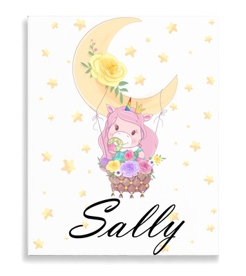 Pink Unicorn &amp; Moon Canvas