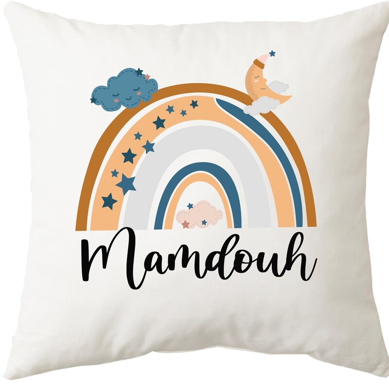 Blue Boho Boy Rainbow Cushion