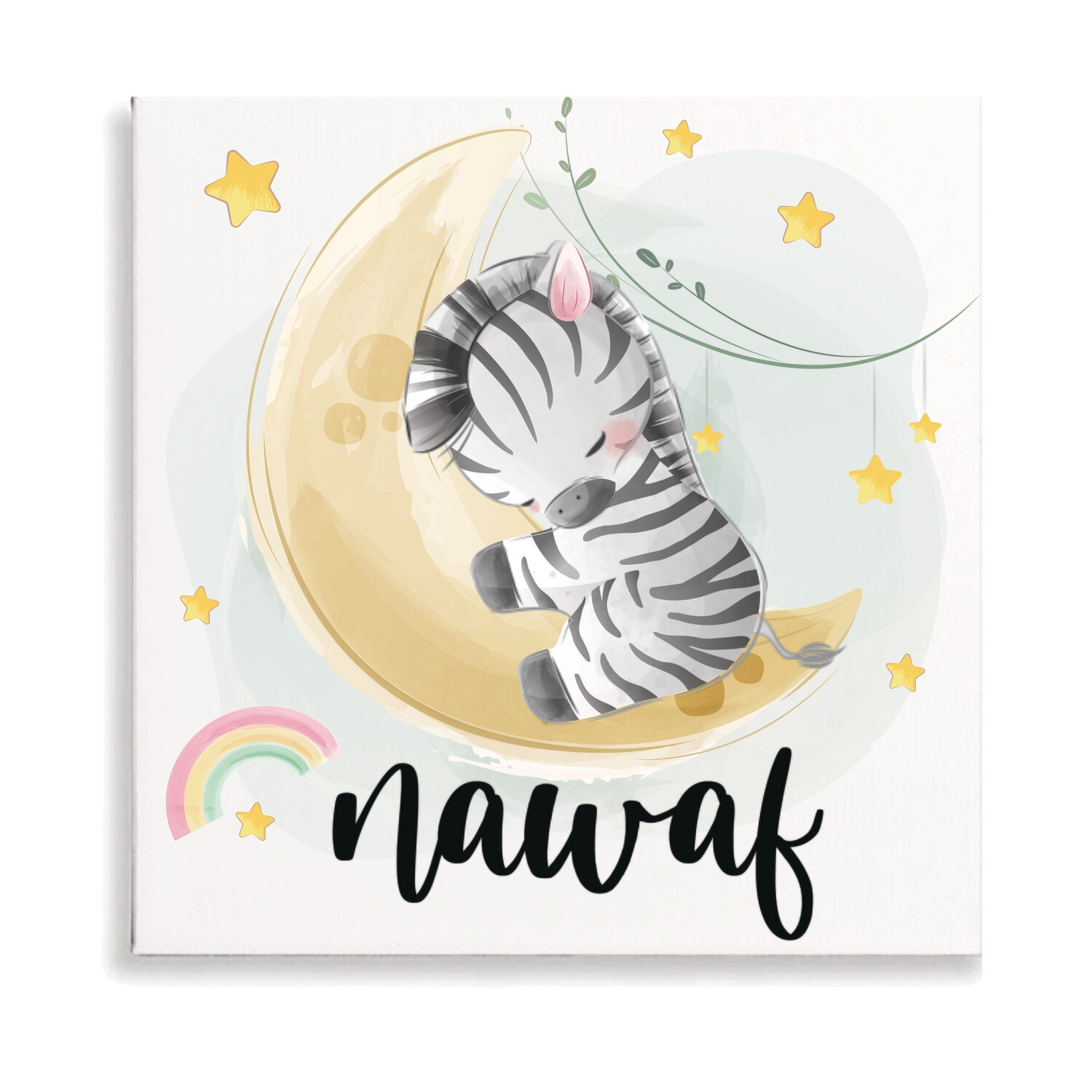 Sleeping Zebra on Moon Canvas