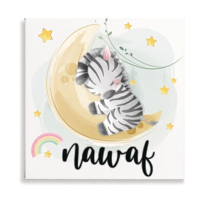 Sleeping Zebra on Moon Canvas