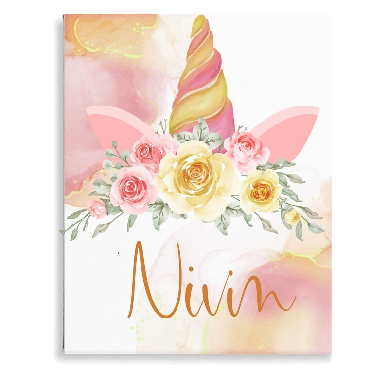 Unicorn Flower Garland Canvas-Pink