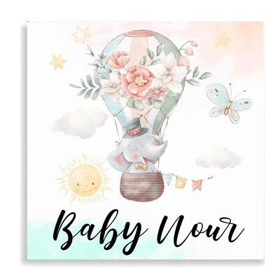 Elephant Floral Air Balloon Canvas