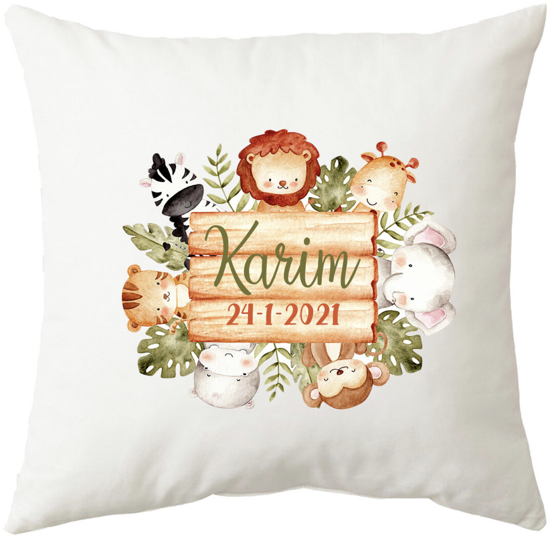 Safari Animals Name Sign Cushion