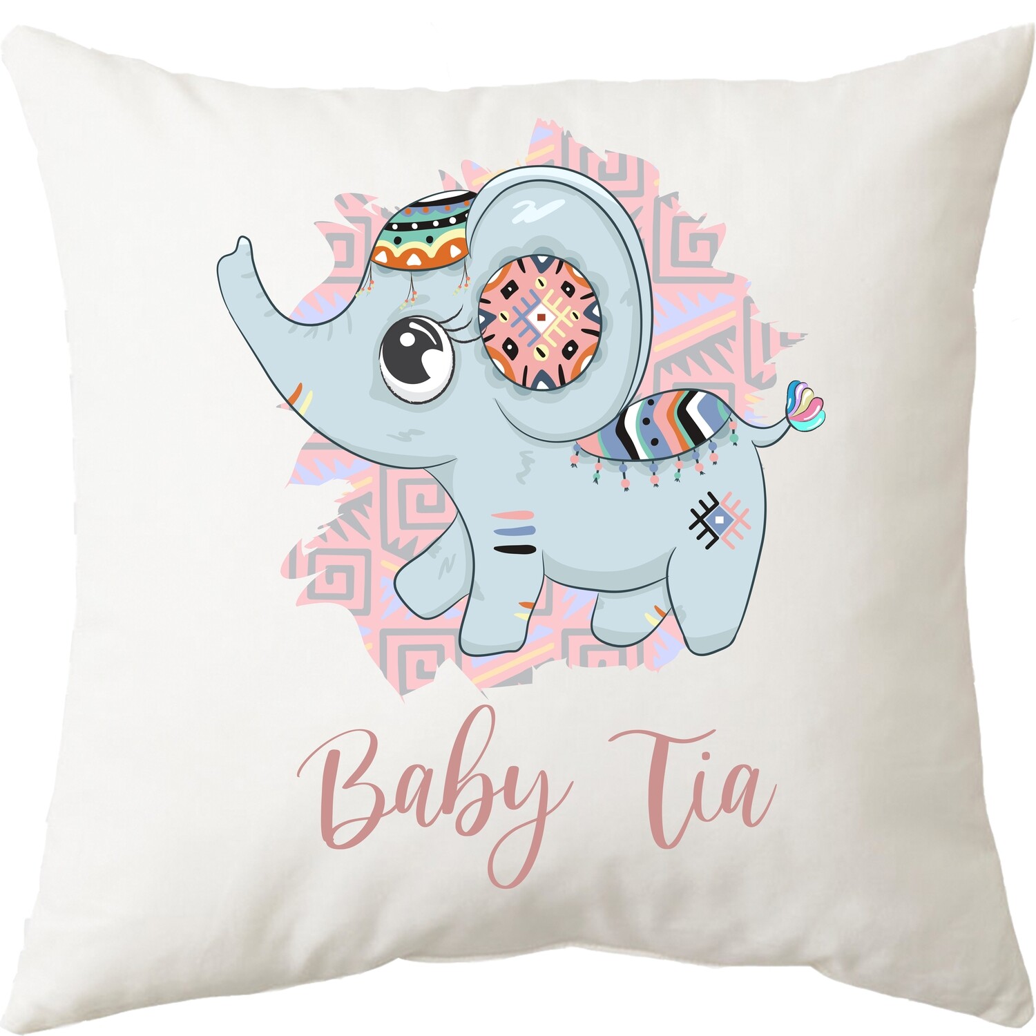 Pattern Boho Elephant  Cushion