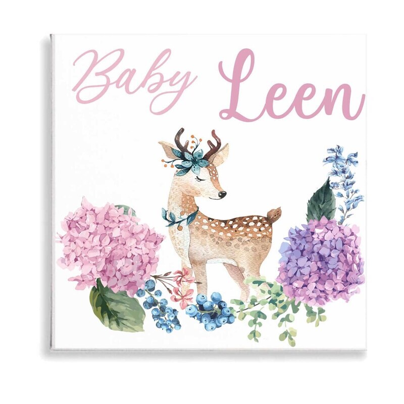 Deer Flower Garland Canvas