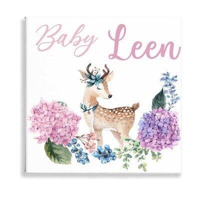 Deer Flower Garland Canvas