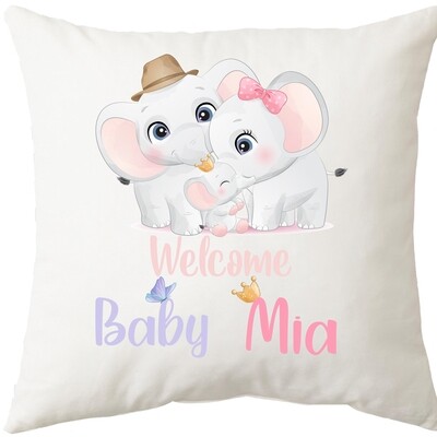 Welcome Baby Elephant Cushion