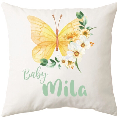 Floral Butterfly Cushion-yellow
