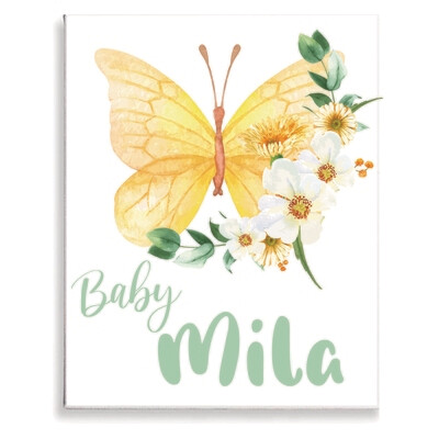 Floral Butterfly Canvas-Yellow