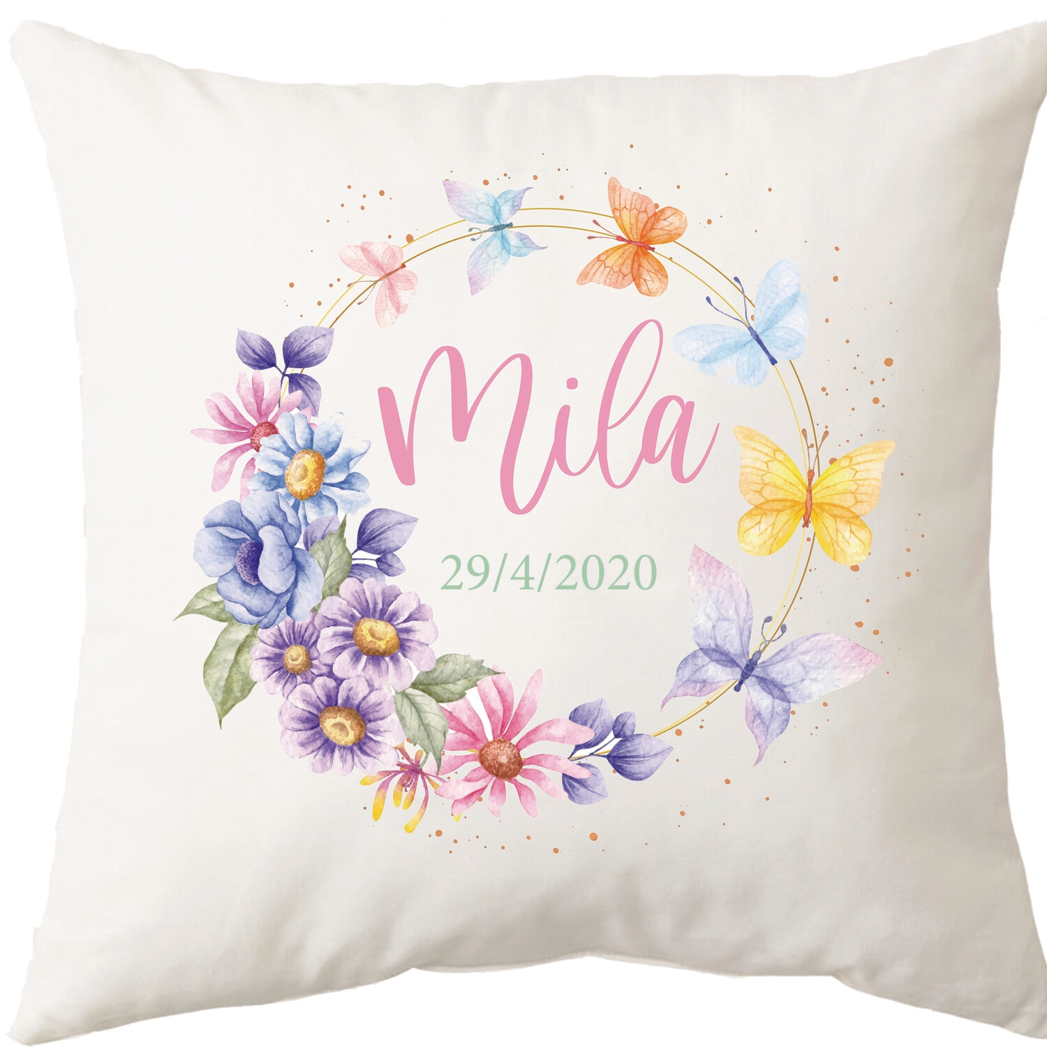 Floral Butterfly Garland Cushion