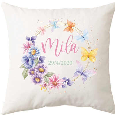 Floral Butterfly Garland Cushion