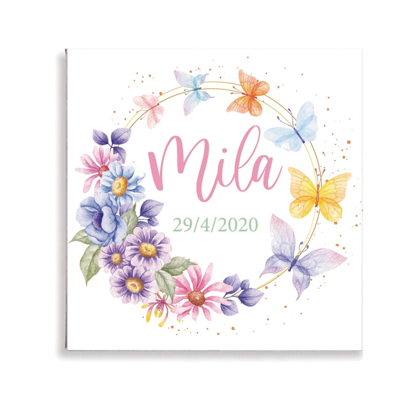 Floral Butterfly Garland Canvas