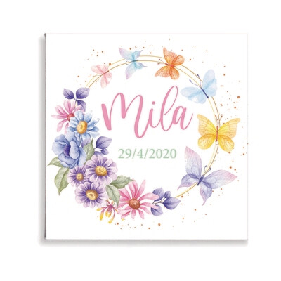 Floral Butterfly Garland Canvas