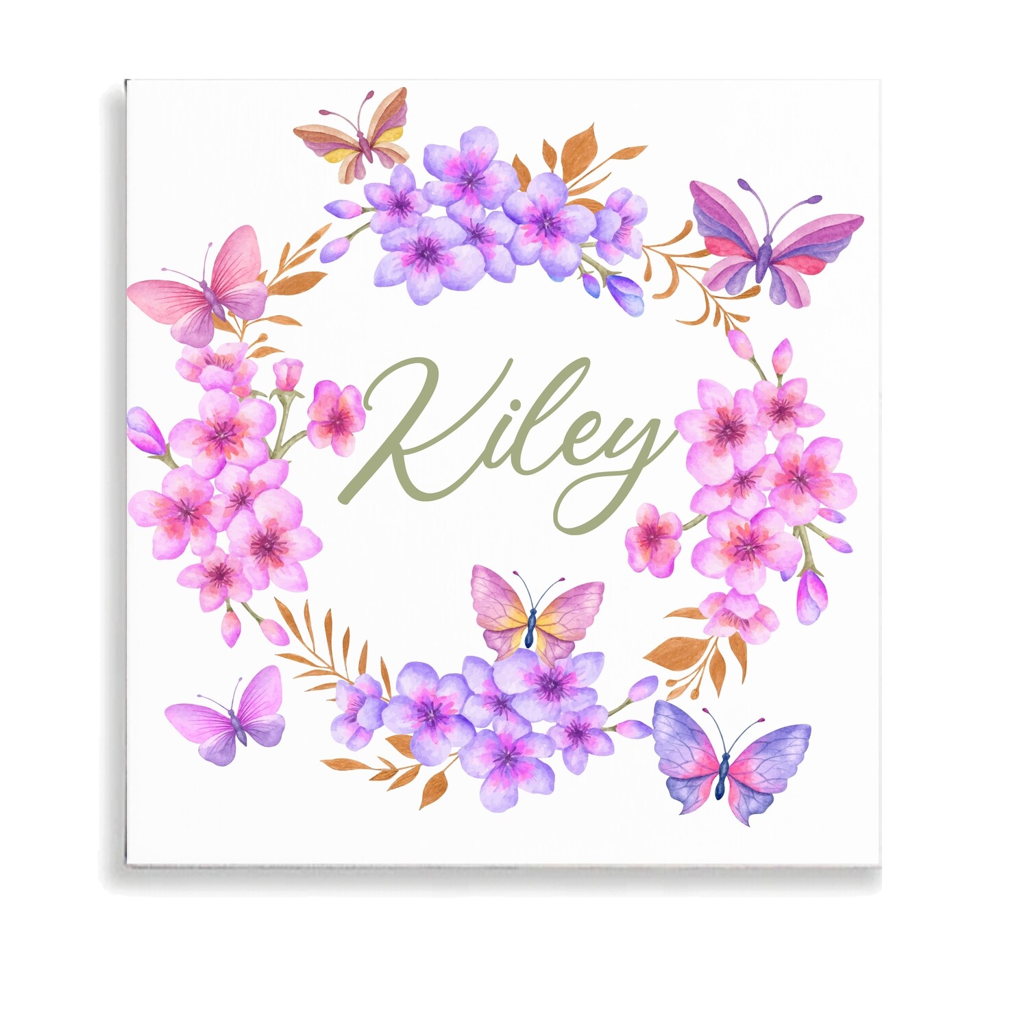 Floral Butterfly Garland Canvas