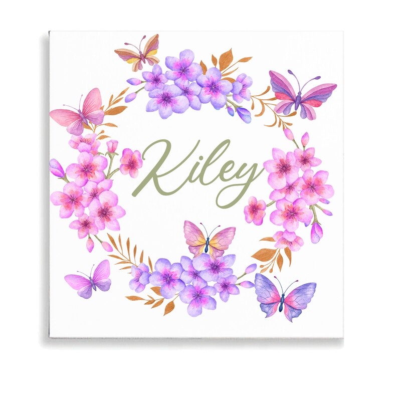 Floral Butterfly Garland Canvas