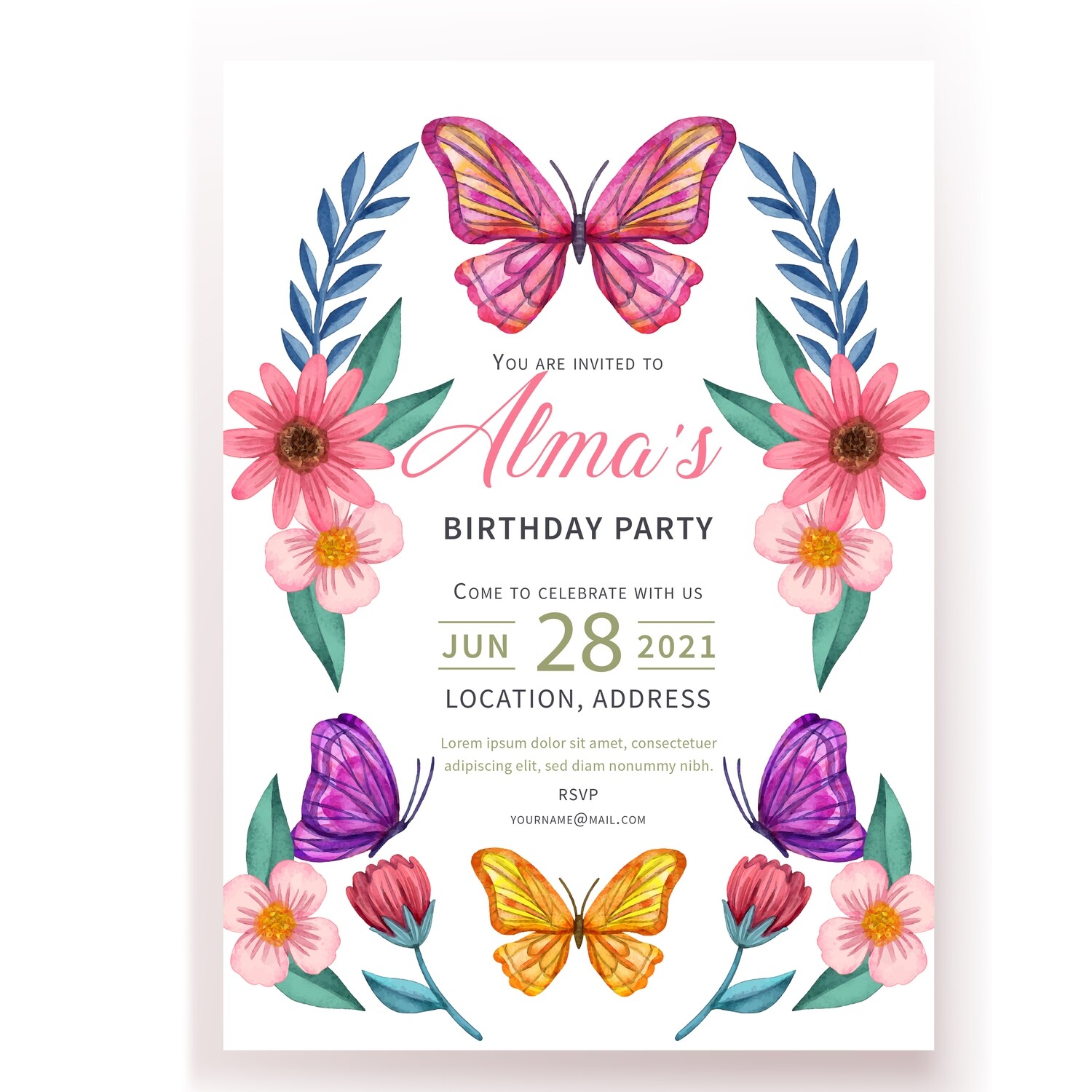 Butterfly Floral Invitation