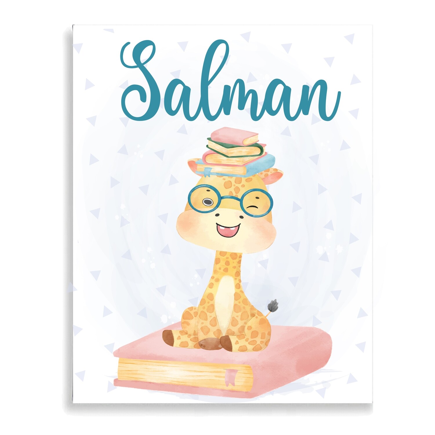 Baby Giraffe on book Canvas