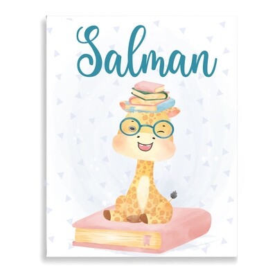 Baby Giraffe on book Canvas