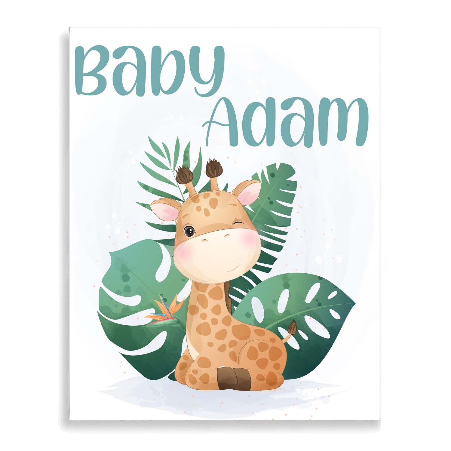 Tropical Baby Giraffe Canvas