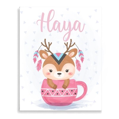Cute Deer in a Cup Canvas