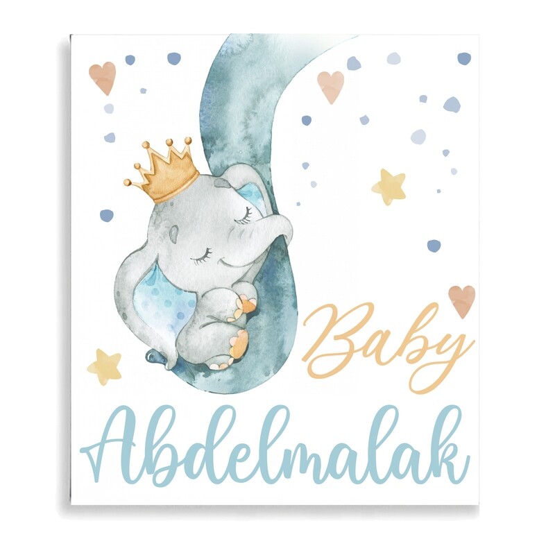 Elephant Baby Blue  Canvas