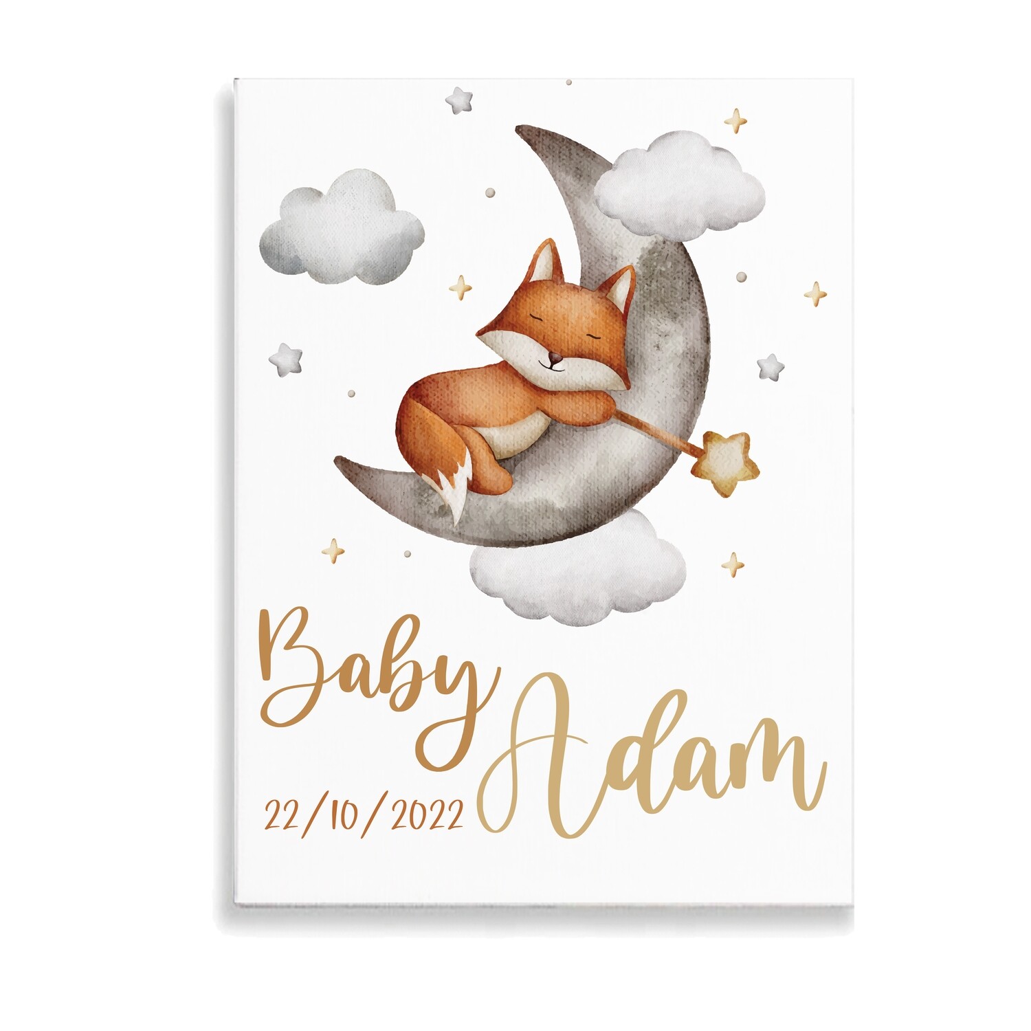 Sleeping Fox on Moon Canvas