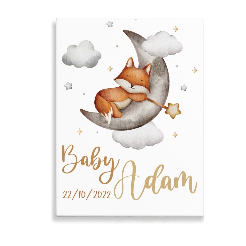 Sleeping Fox on Moon Canvas