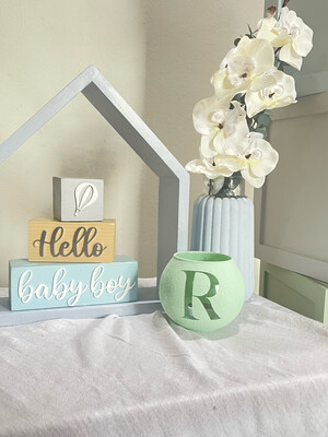 Hand painted Candle Holder with Letter