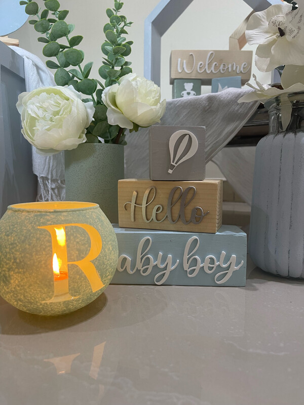 Hand painted Candle Holder with Letter